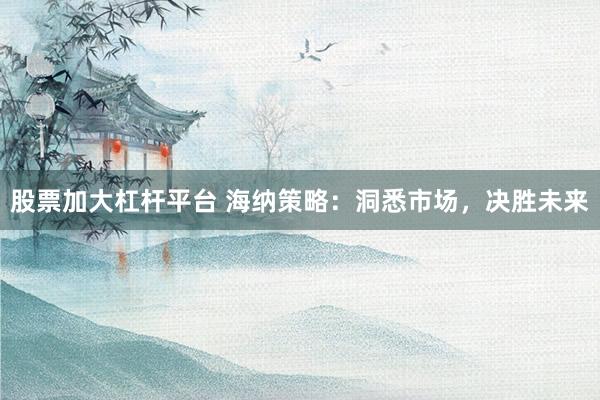 股票加大杠杆平台 海纳策略：洞悉市场，决胜未来
