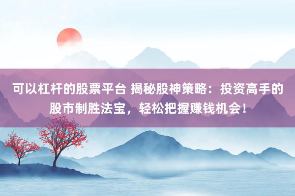 可以杠杆的股票平台 揭秘股神策略：投资高手的股市制胜法宝，轻松把握赚钱机会！