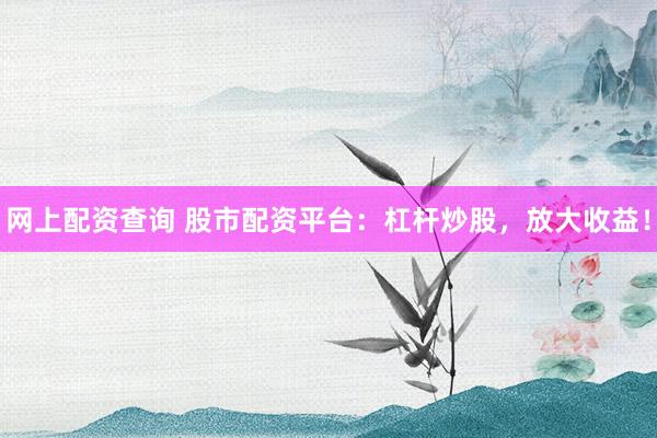 网上配资查询 股市配资平台：杠杆炒股，放大收益！