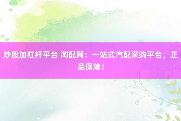 炒股加杠杆平台 淘配网：一站式汽配采购平台，正品保障！
