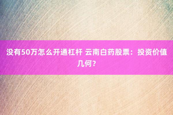 没有50万怎么开通杠杆 云南白药股票：投资价值几何？
