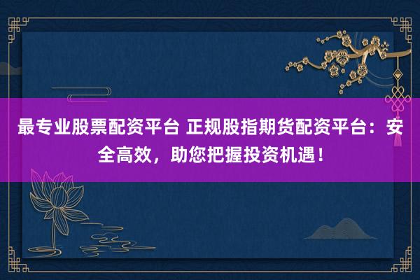 最专业股票配资平台 正规股指期货配资平台：安全高效，助您把握投资机遇！