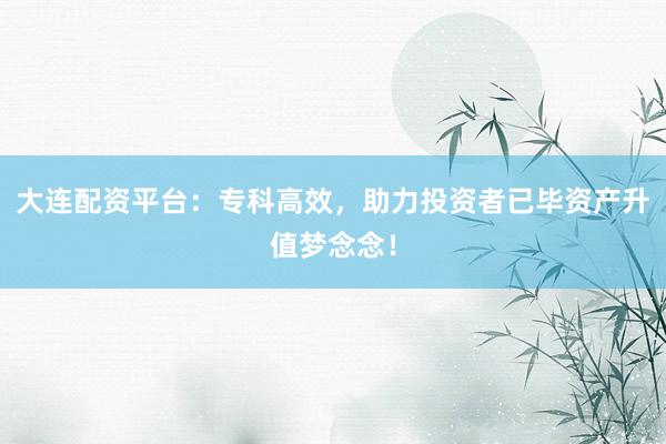 大连配资平台：专科高效，助力投资者已毕资产升值梦念念！