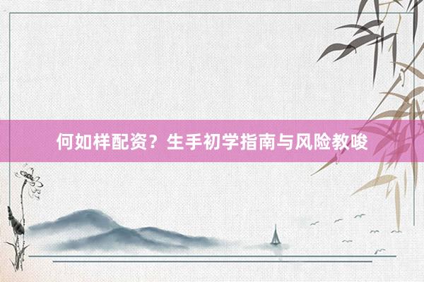 何如样配资？生手初学指南与风险教唆
