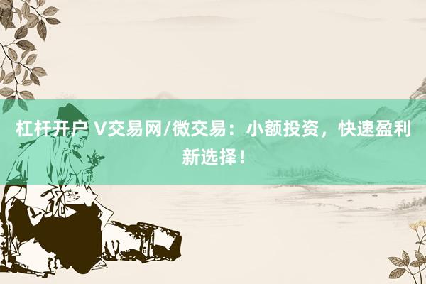 杠杆开户 V交易网/微交易：小额投资，快速盈利新选择！