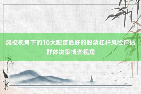 风控视角下的10大配资最好的股票杠杆风险评估群体决策博弈视角