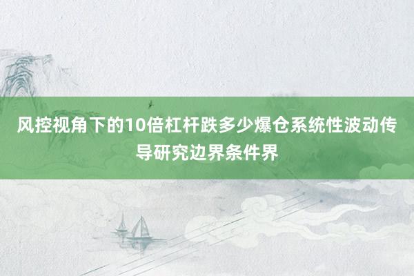 风控视角下的10倍杠杆跌多少爆仓系统性波动传导研究边界条件界