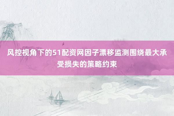风控视角下的51配资网因子漂移监测围绕最大承受损失的策略约束