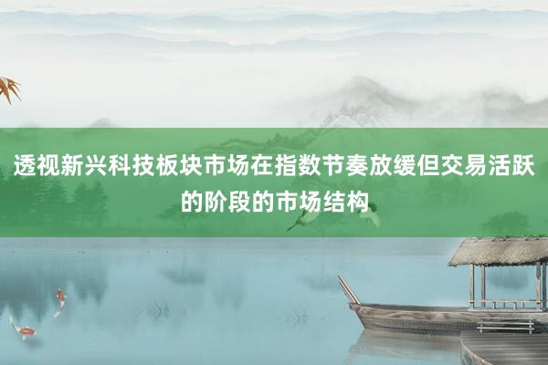 透视新兴科技板块市场在指数节奏放缓但交易活跃的阶段的市场结构