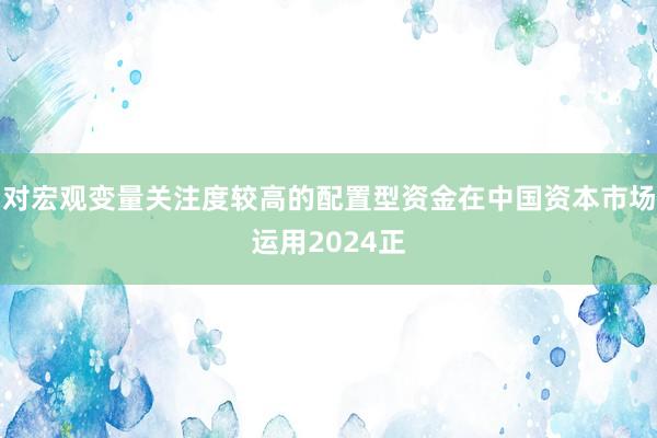 对宏观变量关注度较高的配置型资金在中国资本市场运用2024正